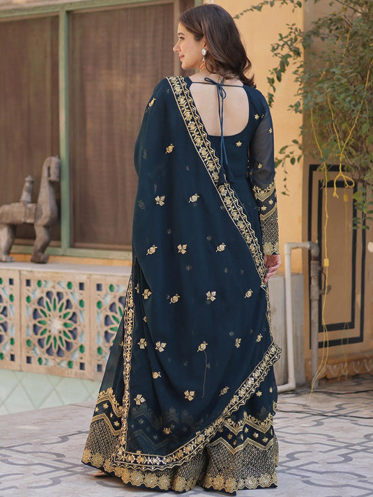 Women Embroidered Gown With Dupatta