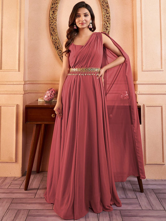 Sleeveless Maxi Ethnic Dress With Embellished Belt