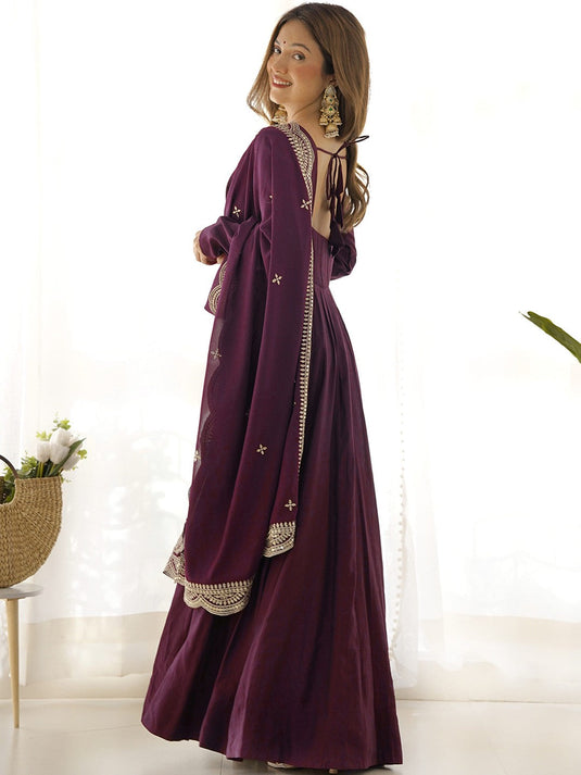 Women Yoke Design Layered Gotta Patti Kurta with Skirt & With Dupatta