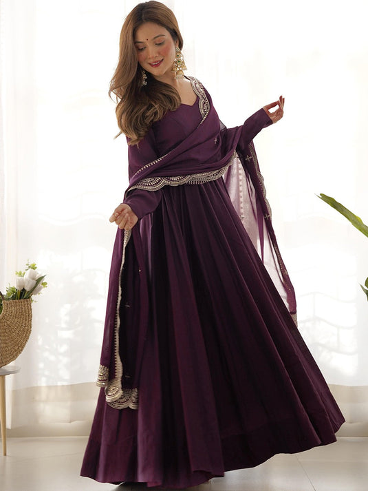 Women Yoke Design Layered Gotta Patti Kurta with Skirt & With Dupatta
