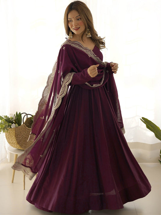 Women Yoke Design Layered Gotta Patti Kurta with Skirt & With Dupatta