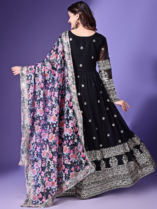 Embroidered Ethnic Dresses With Dupatta