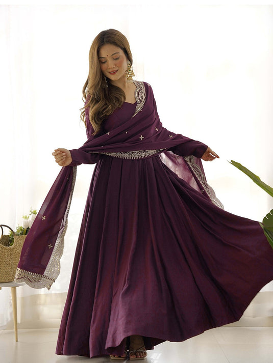 Women Yoke Design Layered Gotta Patti Kurta with Skirt & With Dupatta